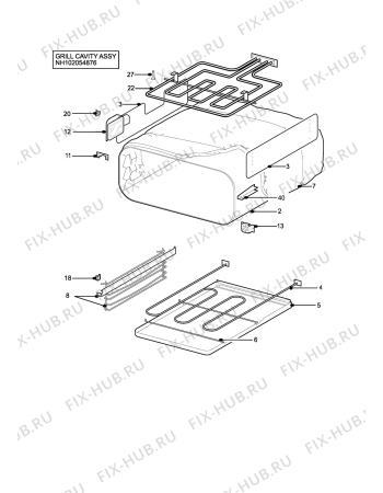 Взрыв-схема плиты (духовки) Blanco BODE266X - Схема узла H10 Grill cavity assy